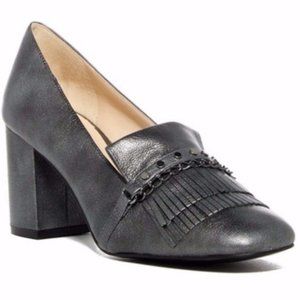 *sold* NINE WEST 'Utton' Metallic Block Heel Loafer Pump